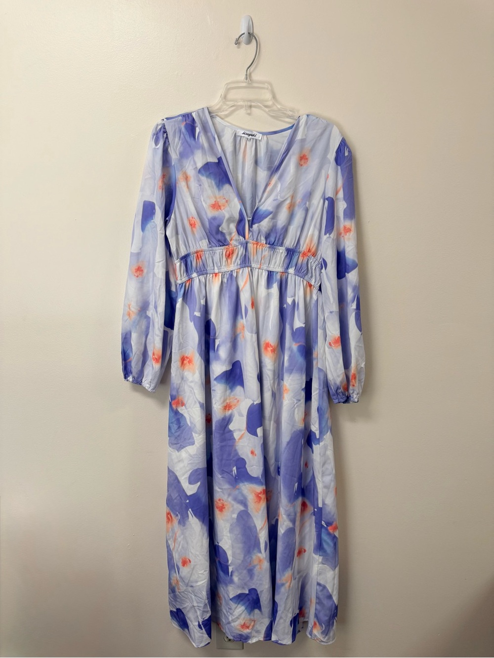 Floral V-Neck Maxi Dress in Lavender and Coral